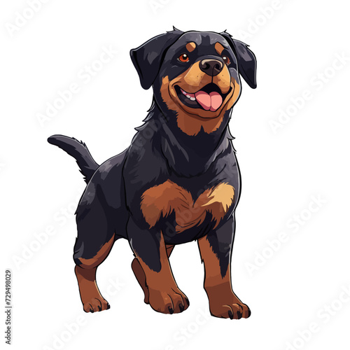 Rottweiler Dog, realistic Illustration, Vector Graphic, comic Style, isolated