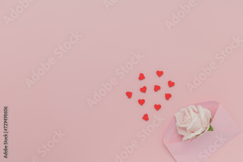 Pink Rose and Wooden Heart ...