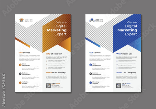 Vector digital marketing agency and corporate business flyer template