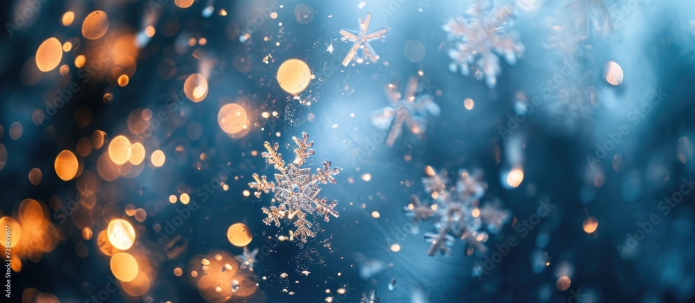 Close-up of snowflakes on glass as a backdrop. Close-up of snowflakes on glass as a backdrop.