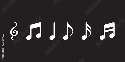 Music notes icon set, Music notes symbol, vector illustration