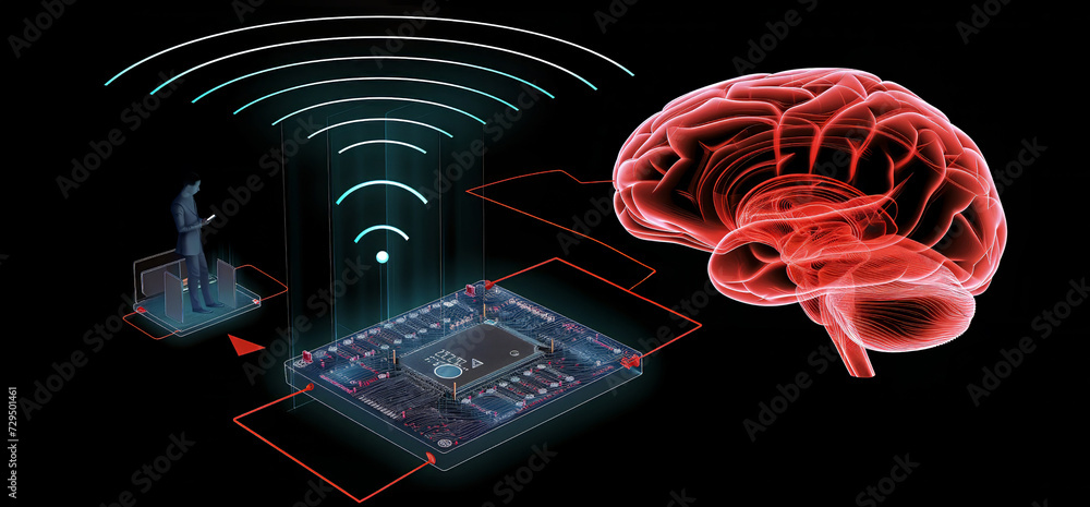 Brain implant chip, Scheme, Illustrating, Explaning, Smartphone ...