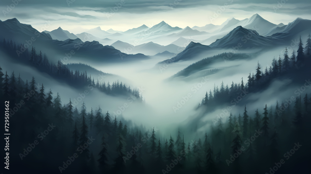 Obraz premium Majestic mountains, panoramic peaks PPT background