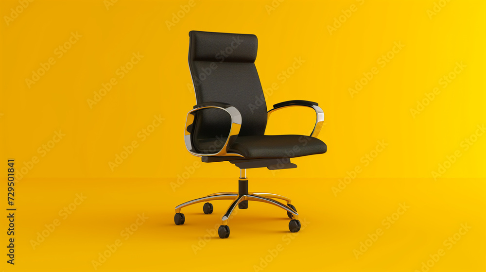 Black chair with a yellow background Black chair with a yellow background