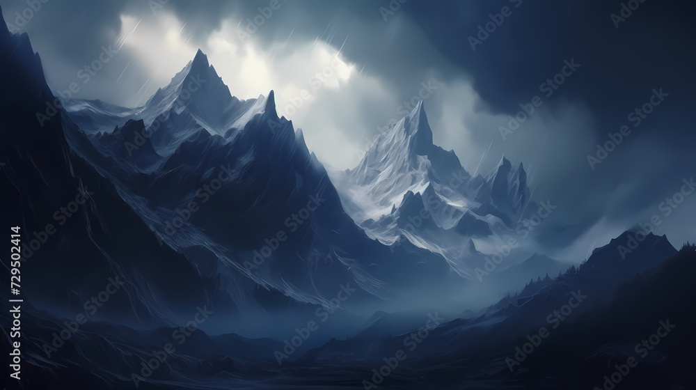 Obraz premium Majestic mountains, panoramic peaks PPT background