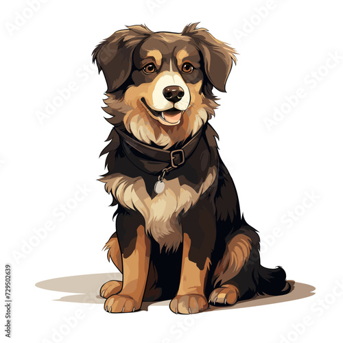cute Hovawart Dog, realistic Illustration, Vector Graphic, comic Style, isolated