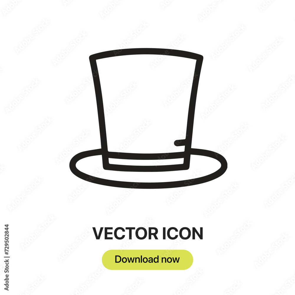 Top Hat icon vector. Linear-style sign for mobile concept and web design. Top Hat symbol illustration. Pixel vector graphics - Vector.
Top Hat icon vector. Linear-style sign for mobile concept and web design. Top Hat symbol illustration. Pixel vector graphics - Vector.