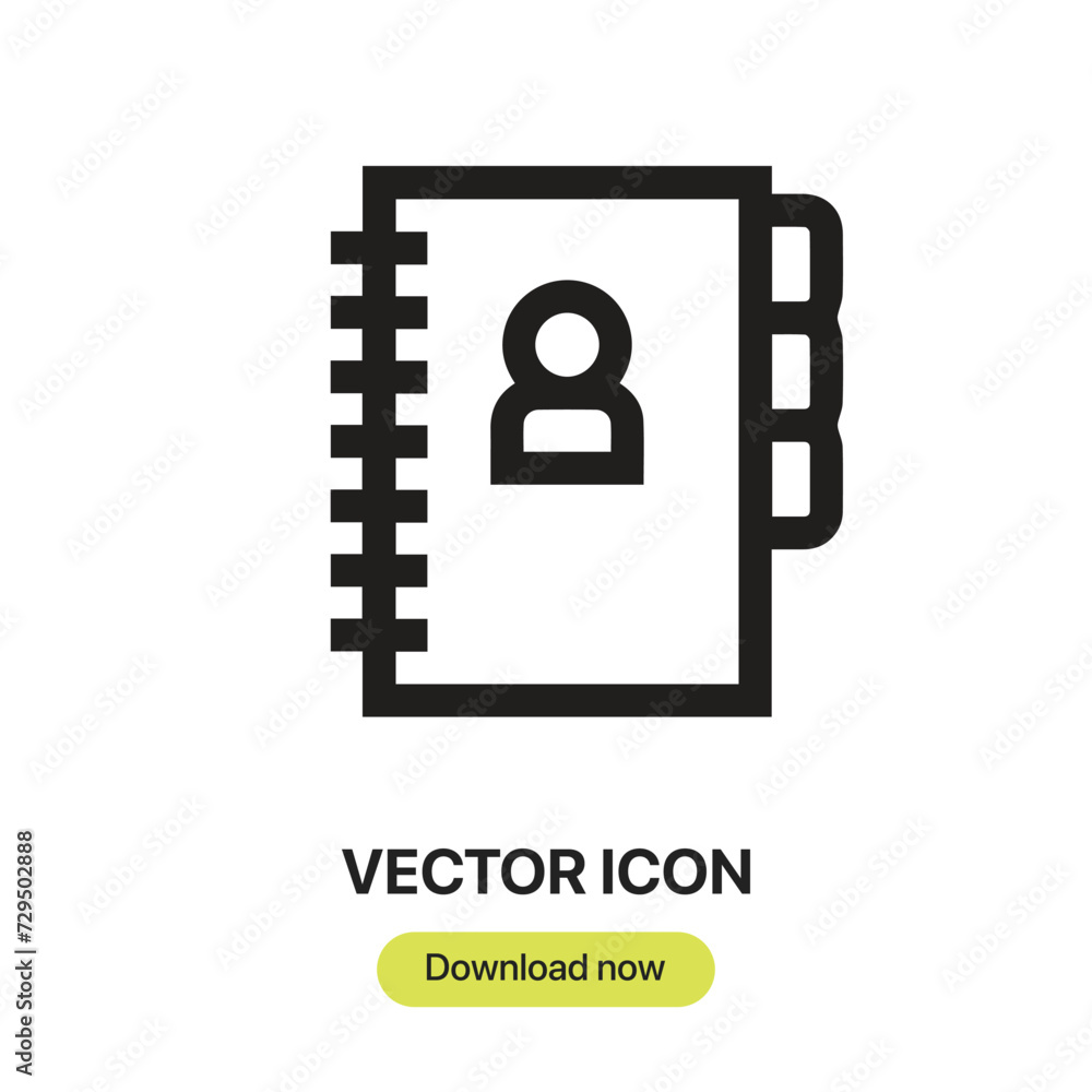 Phonebook icon vector. Linear-style sign for mobile concept and web design. Phonebook symbol illustration. Pixel vector graphics - Vector.
Phonebook icon vector. Linear-style sign for mobile concept and web design. Phonebook symbol illustration. Pixel vector graphics - Vector.