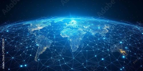 Worldwide Connectivity Represented By Futuristic Map: Customizable With Text Or Design. Сoncept Next-Gen Digital Technology, Global Networking, Innovative Connectivity Solutions