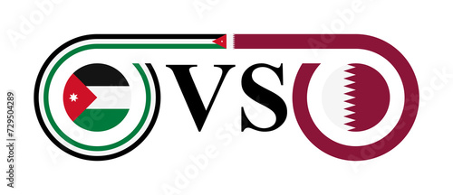 concept between jordan vs qatar. vector illustration isolated on white background