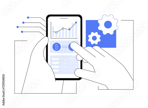 Cryptocurrency exchange app isolated cartoon vector illustrations.