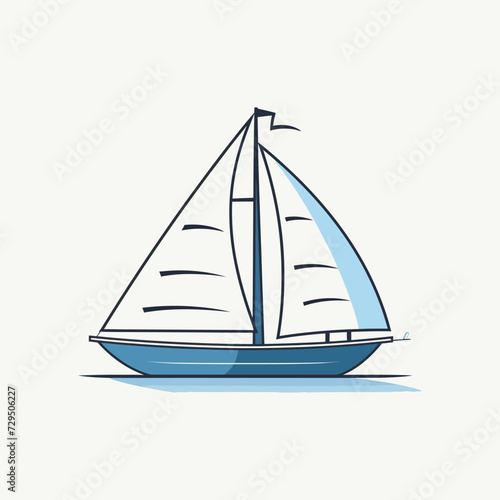 Sailboat,simple,minimalism,flat color,vector illustration,thick outlined,white background © design home