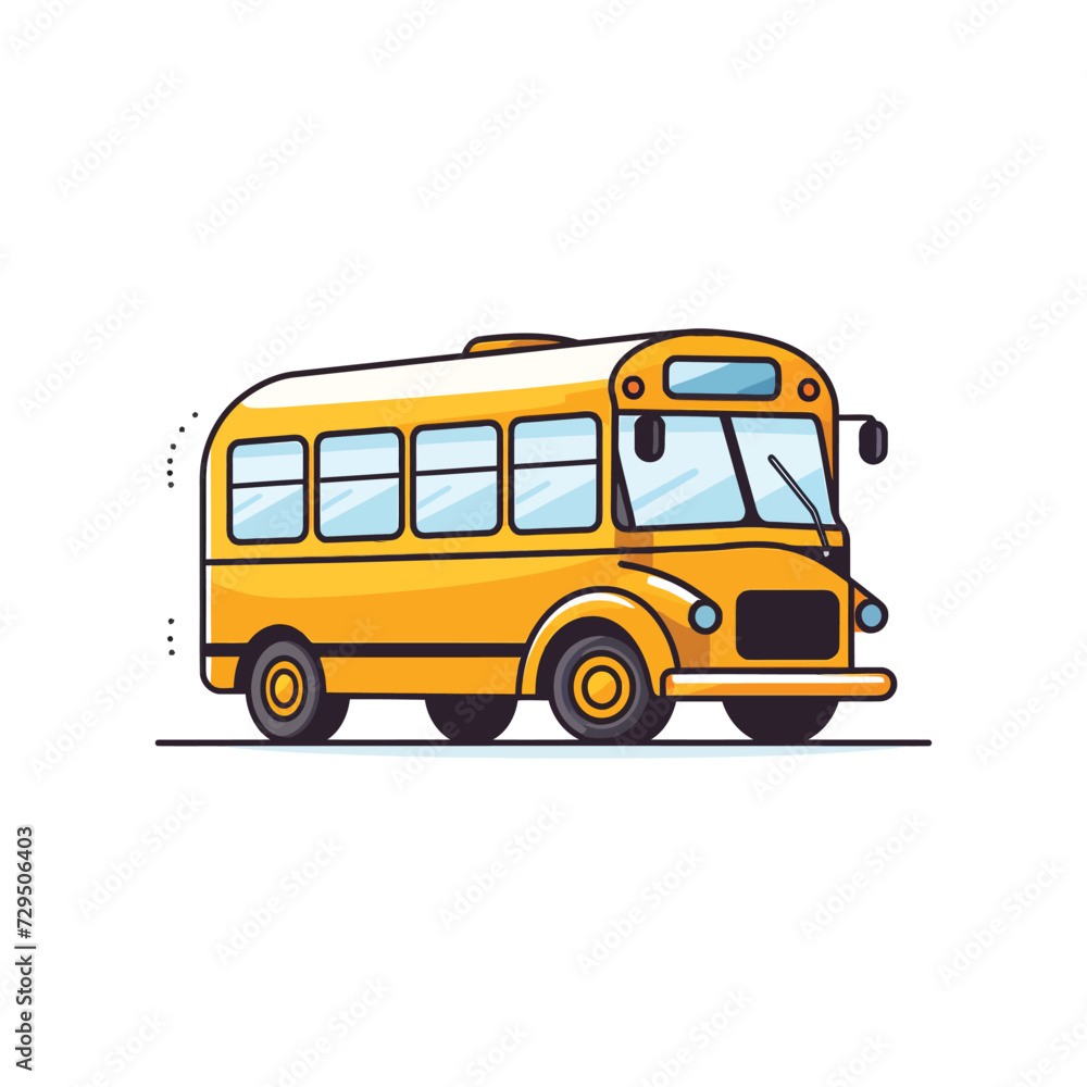 School Bus,simple,minimalism,flat color,vector illustration,thick outlined,white background