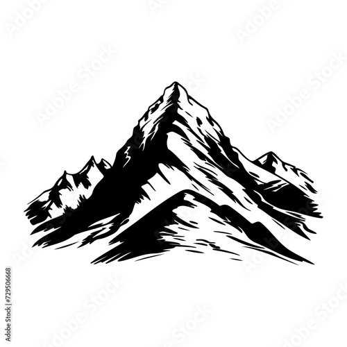 Mountain silhouette vector icon. Rocky peaks  Mountains ranges