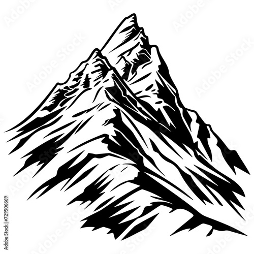 Mountain silhouette vector icon. Rocky peaks, Mountains ranges
