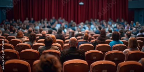 People In A Conference Hall Attentively Listen To A Speakers Presentation. Сoncept Conference Presentations, Engaged Audience, Speaker's Presentation, Listening Skills, Conference Hall