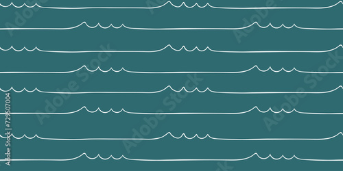 Seamless wave pattern drawn with one continuous line. Vector line art loopable pattern for invitations, cards, print on fabric, wallpapers, scrapbooking, wrapping paper and textile products.