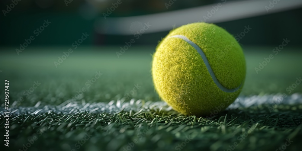 Tennis Ball Bouncing Outside The Court, Captured In A 3D Rendering. Сoncept Vibrant Bike Ride, Serene Sunset, Farm-To-Table Cooking, Adventurous Hiking, Relaxing Beach Day