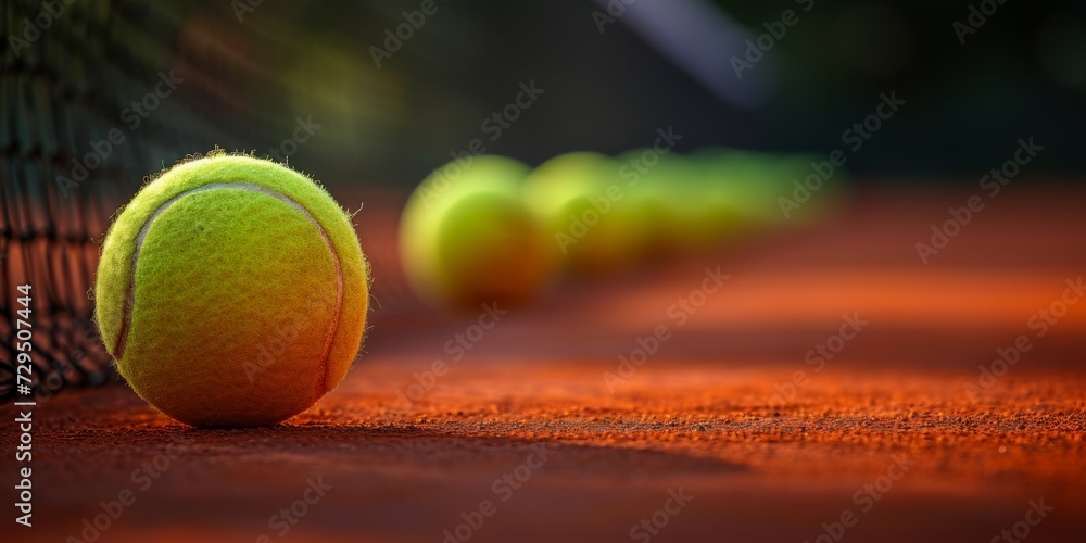 Capturing The 3D Rendering Of A Tennis Ball Bouncing Beyond The Court. Сoncept Sports Photography, Motion Capture, Dynamic Shots, Sports Action, Creative Angles