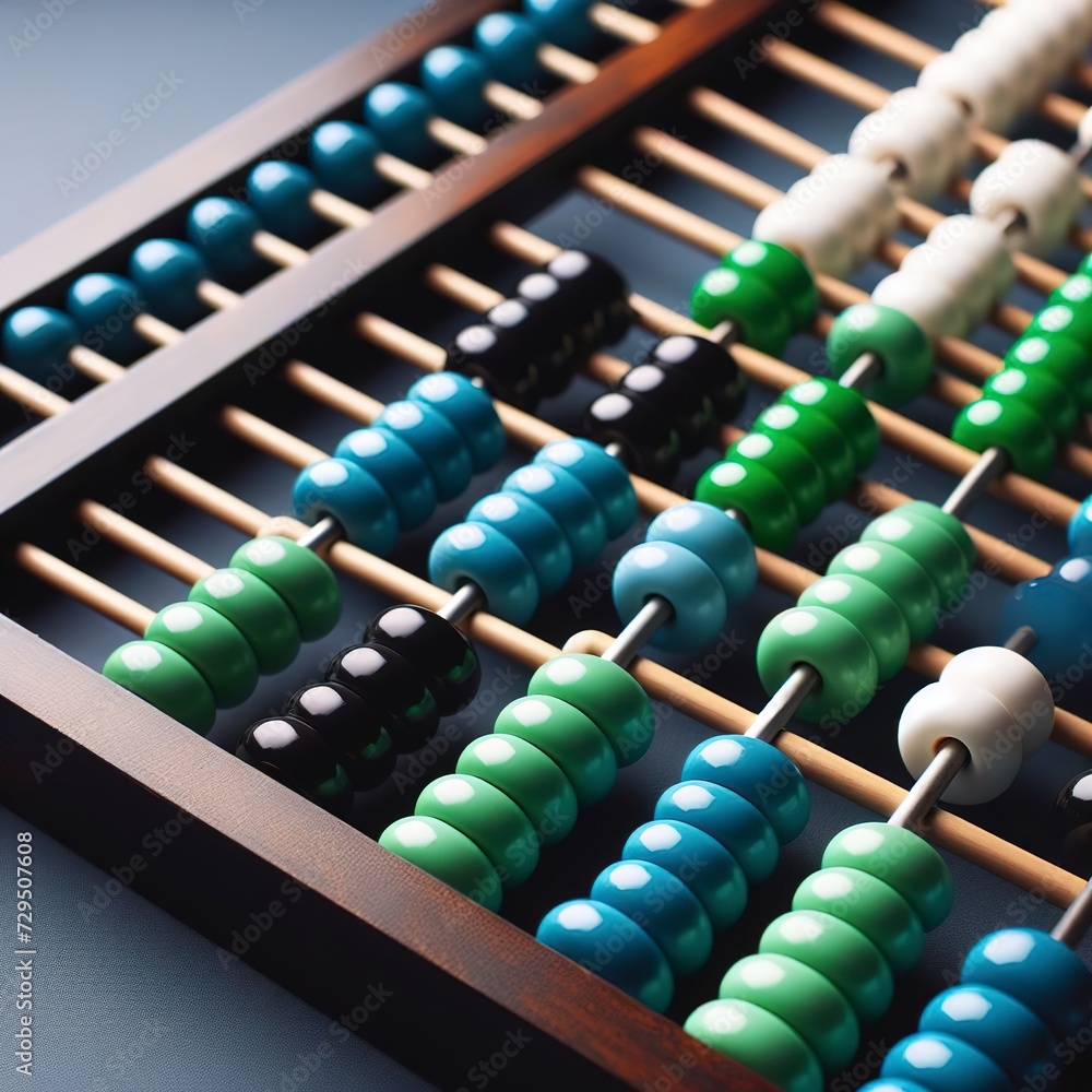 Abacus with green blue white balack beads Abacus with green blue white balack beads