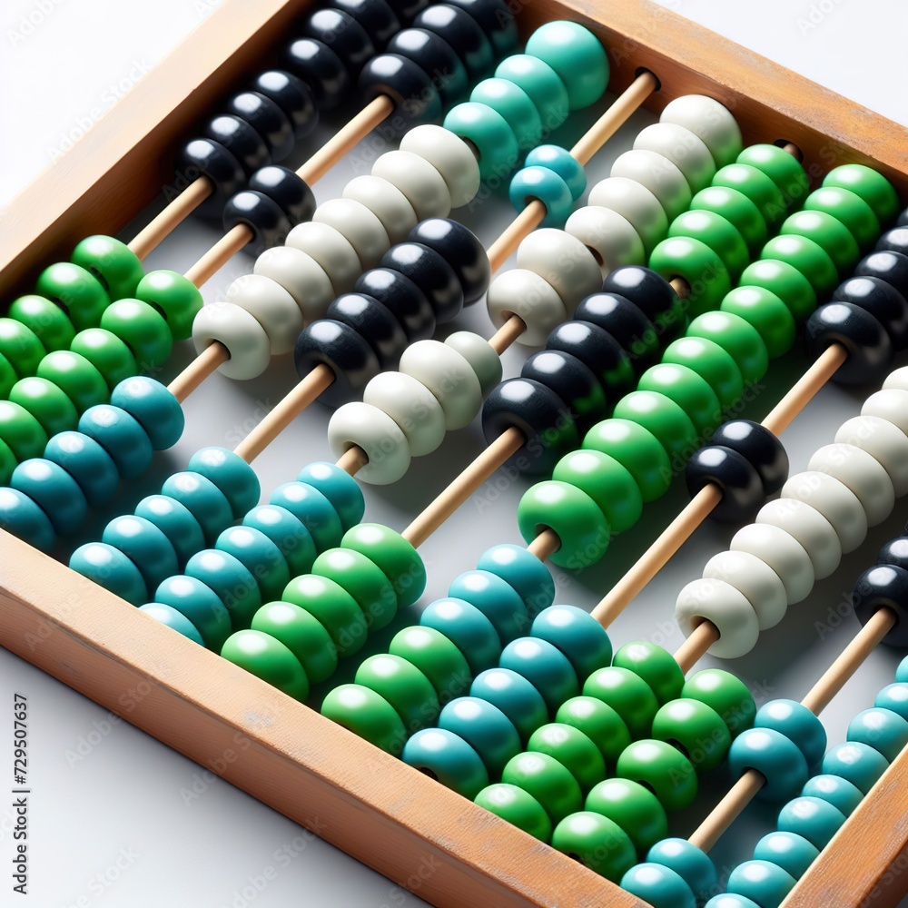 Abacus with green blue white balack beads Abacus with green blue white balack beads