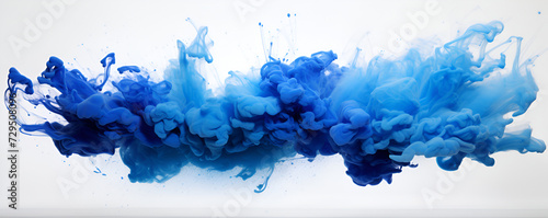 Explosion of blue paint on a white background