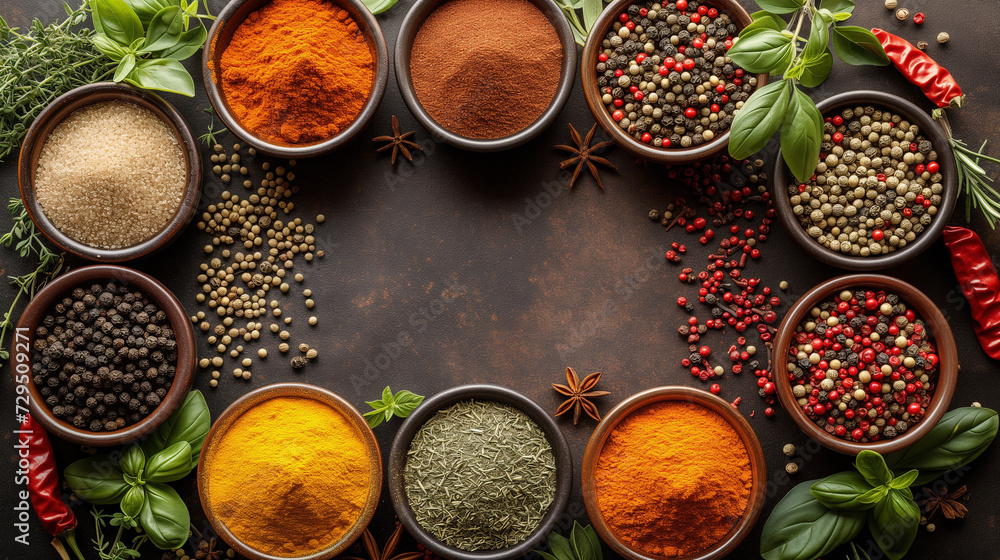 Colorful spices and herbs. Colorful spices and herbs.