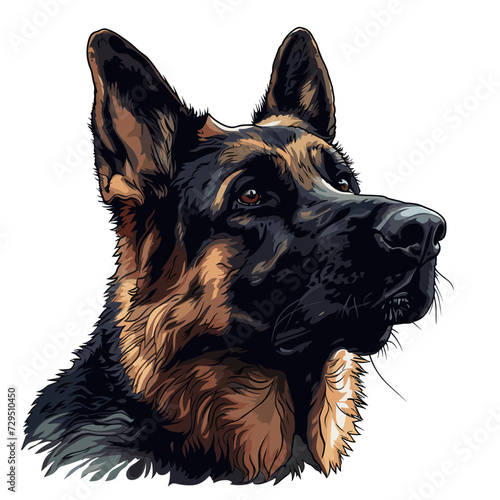 cute German Shepherd Dog, realistic Illustration, Vector Graphic, realistic Style, isolated