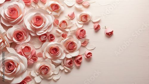 Background decorated with paper roses