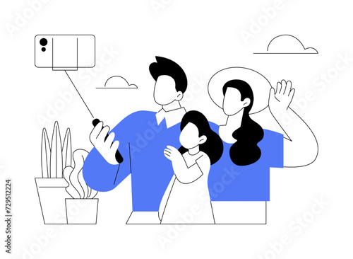 Selfie stick isolated cartoon vector illustrations.