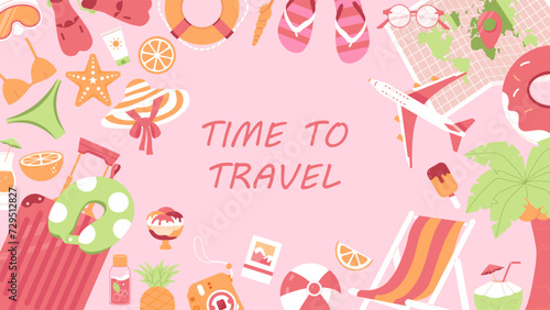 Summer beach background. Time to travel