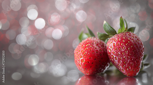  two strawberries in a romantic light