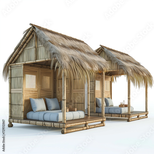 luxury tropical cabanas isolated photo