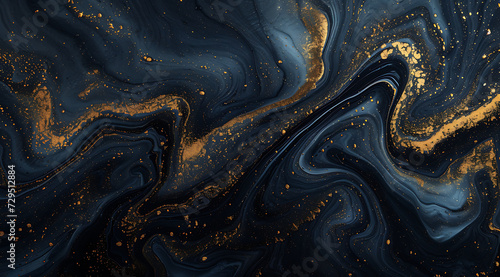 black and golden abstract water wave with swirls of g
