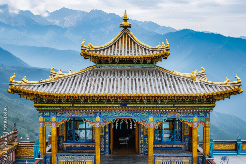 Fototapeta premium Golden Archways: A Sanctuary in the Clouds