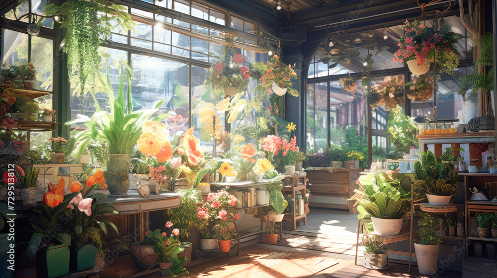 Interior design of flower shop