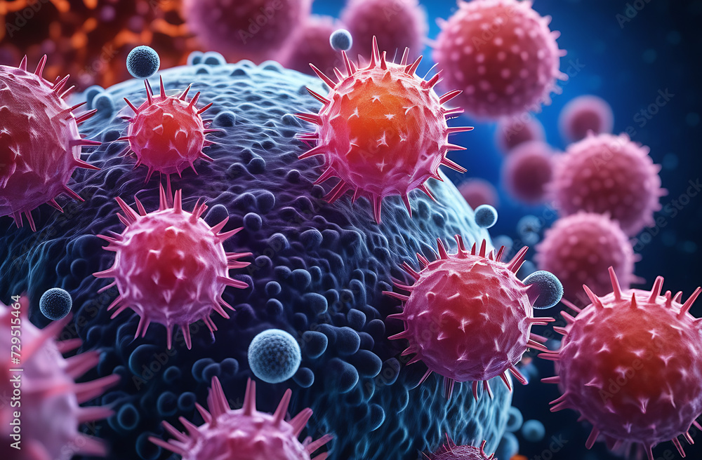 Close-up view of cancer cells Close-up view of cancer cells