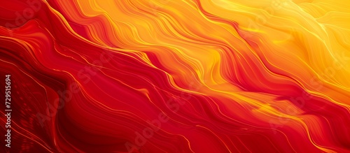 Experience the Energy and Movement - Abstract Background with Wavy Lines in Vivid Red and Yellow