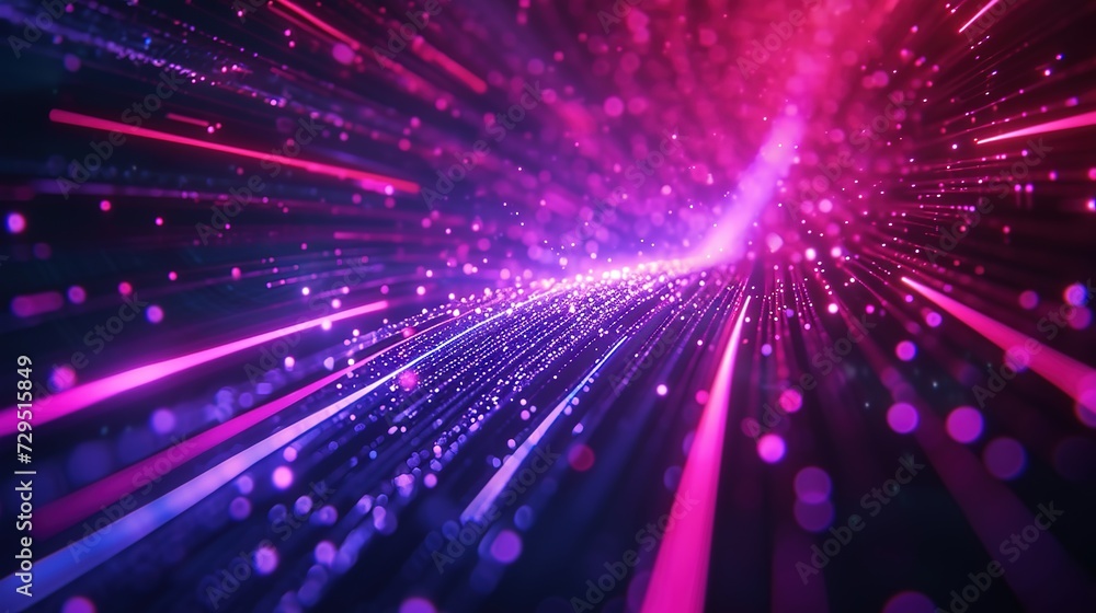 A dazzling digital representation of a particle acceleration tunnel with a focus on pink and blue light streams. A dazzling digital representation of a particle acceleration tunnel with a focus on pink and blue light streams.
