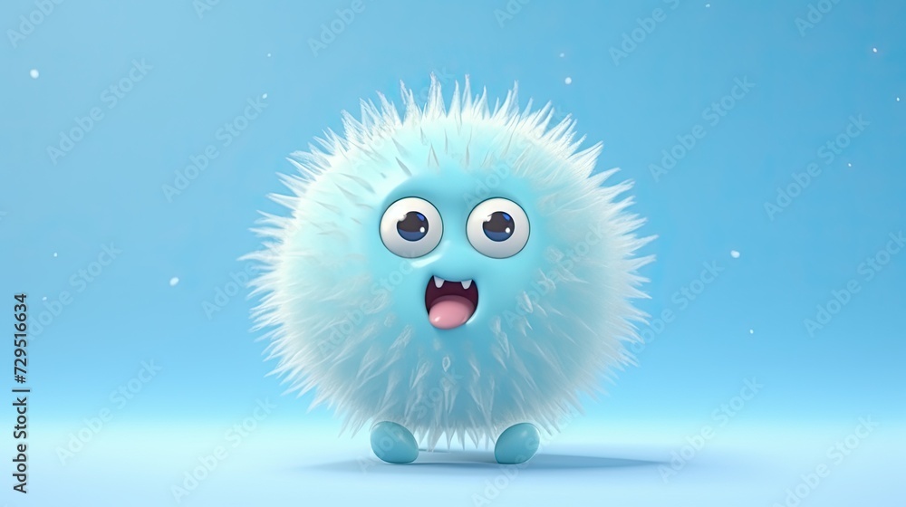 Obraz premium 3D cute creature isolated on blue background