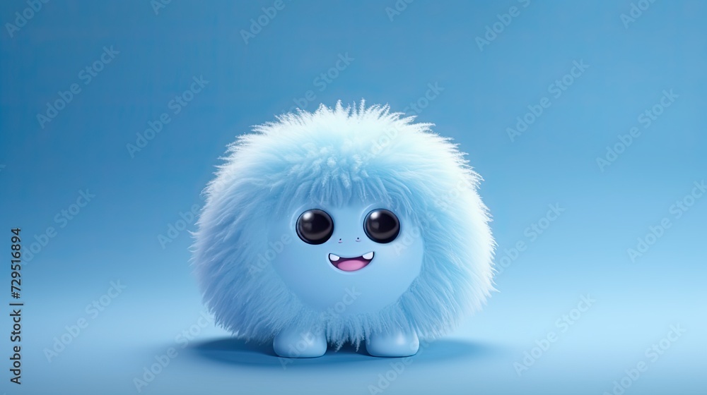 Obraz premium 3D cute creature isolated on blue background
