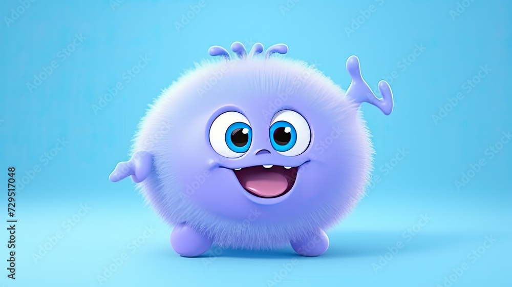 Obraz premium 3D cute creature isolated on blue background