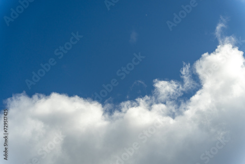 Bright Blue Sky with White Cotton Clouds