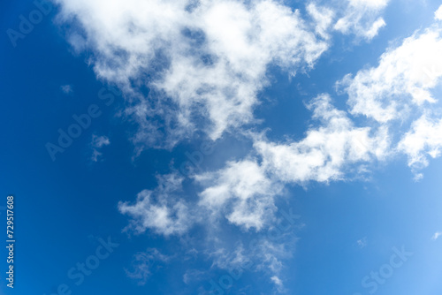 Bright Blue Sky with White Cotton Clouds