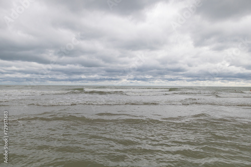 Baltic sea under a cloudy sky in spring, Latvia. Horizontal