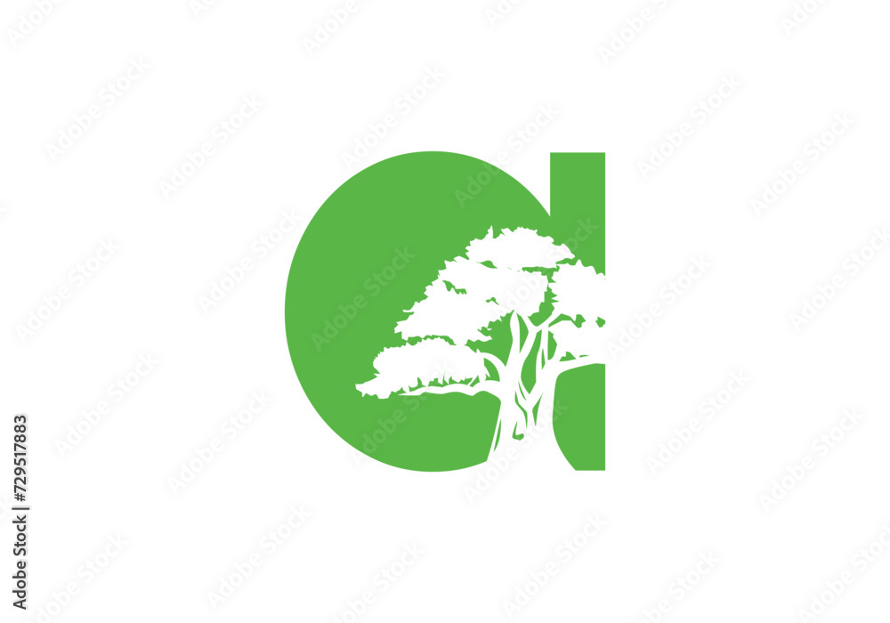 Abstract A Logo Letter and Tree Branches with green, black, white. Tree Letter Design with Minimalist Creative Style. Abstract A Logo Letter and Tree Branches with green, black, white. Tree Letter Design with Minimalist Creative Style.