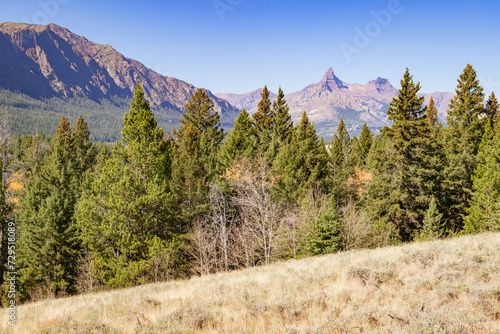 Absaroka Mountain Range autumn landscape in northwest Wyoming, USA. photo