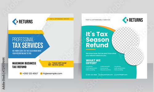 business tax refund social media post web banner instagram post template 