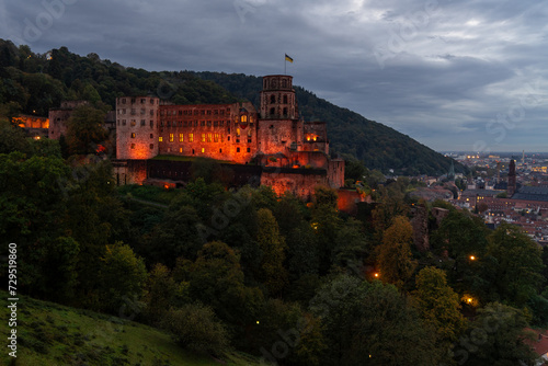 Germany, Heidelberg Castle night
