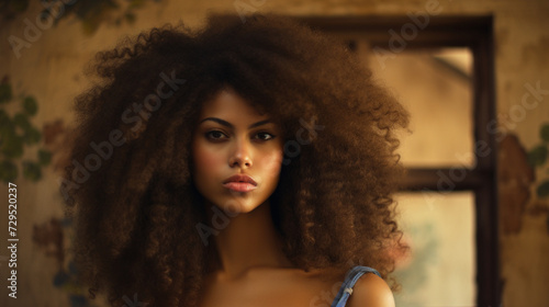 portrait of a woman with curly hair